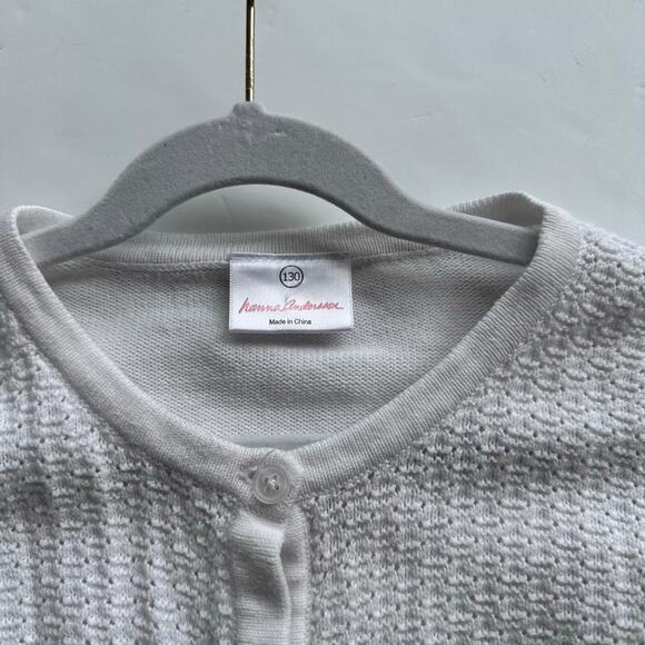 Hanna Andersson White Textured Cardigan - Size 130 - Picture 3 of 4